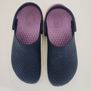 Navy and Purple Women's Clogs